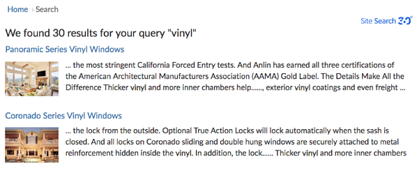 Site Search 360 logo in search results